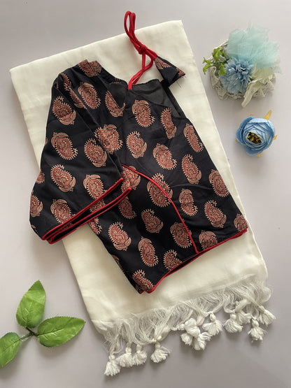 Khadi Cotton Ajrakh Stitched Blouse
