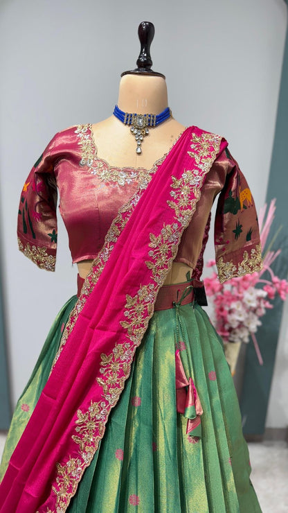 Two tone Paithani lehenga