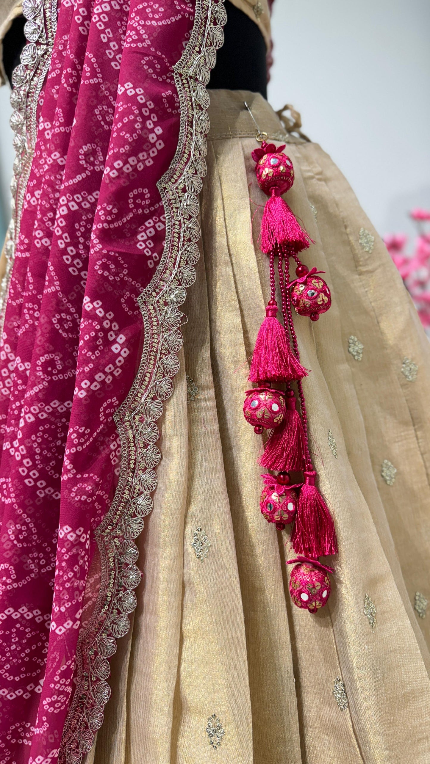 Pink with Cream Lehenga Sets