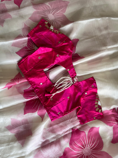 Saree With Stitched Blouse Flower