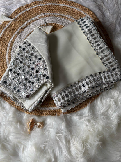 Stitched Blouse With Mirror Saree