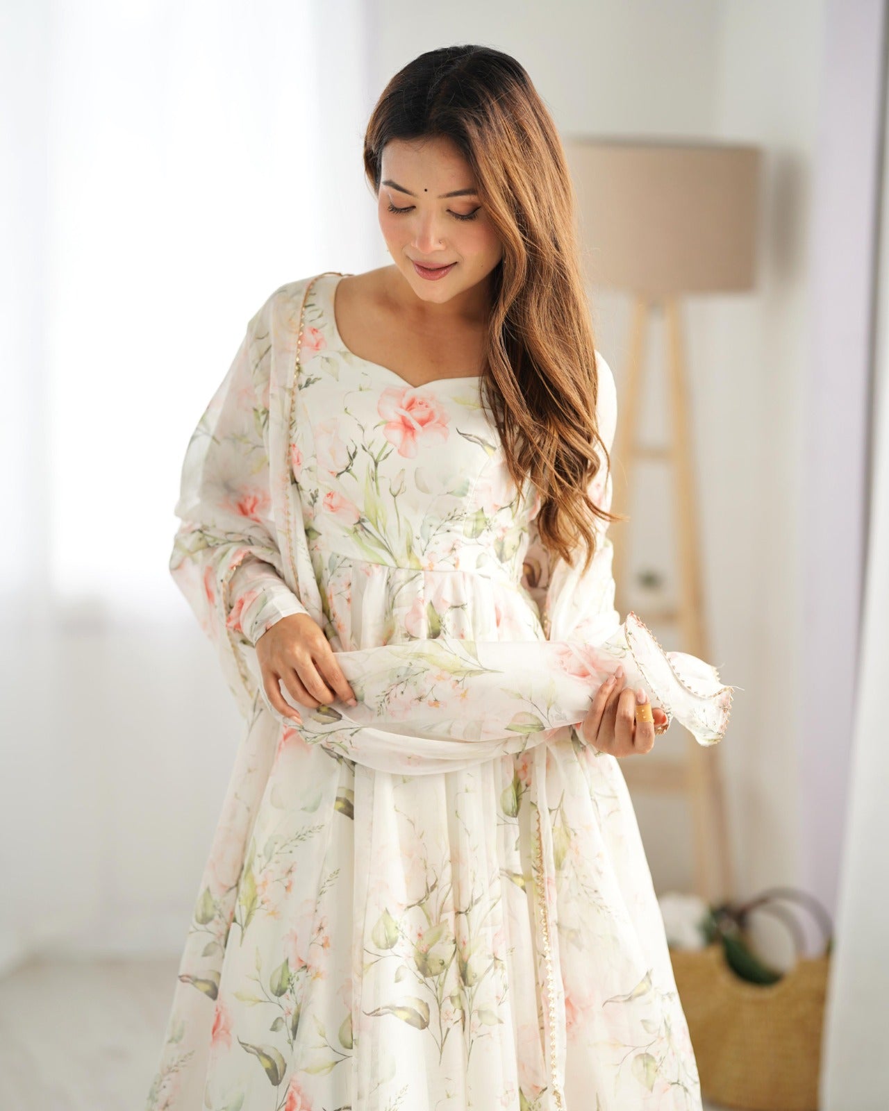 Beautiful Anarkali floral gown for weeding vibes