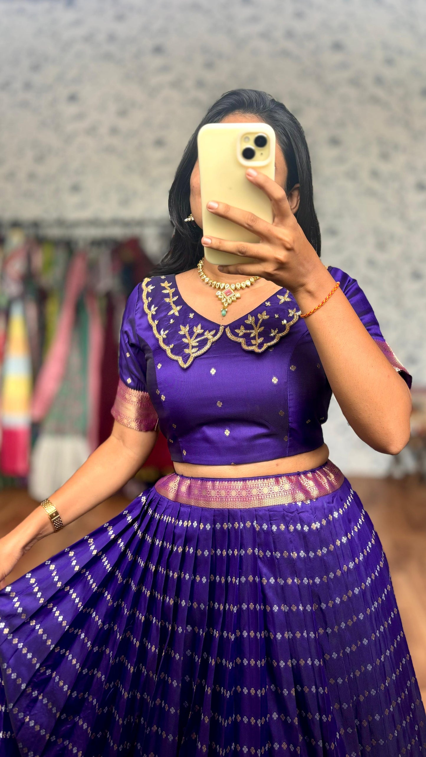 Vintage Vibe Fusion Maggam Lehenga
