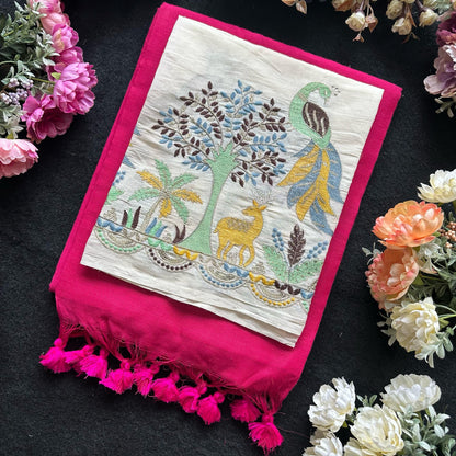 Khadi cotton with embroidery work blouse
