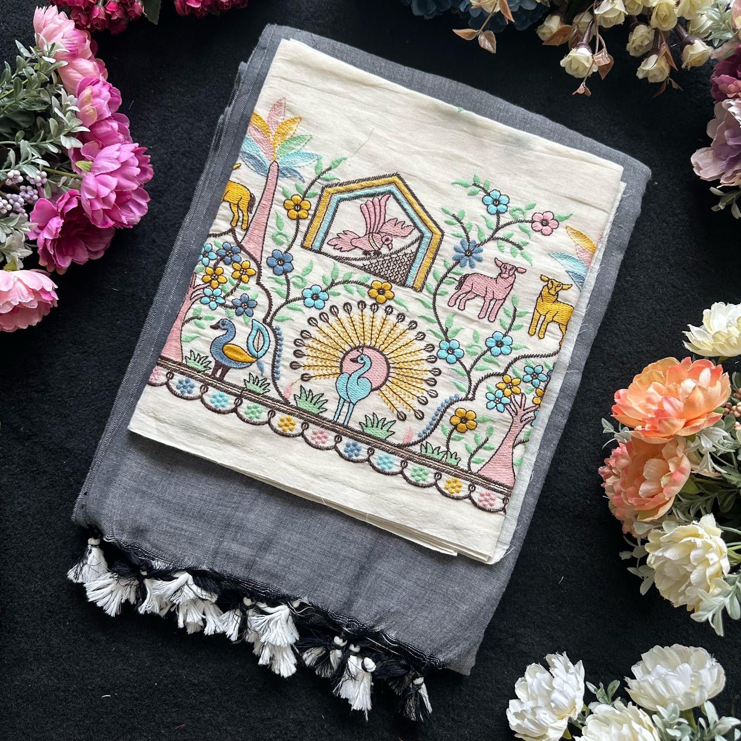 Khadi cotton with embroidery work blouse