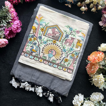 Khadi cotton with embroidery work blouse