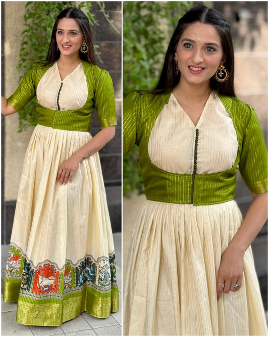 2 In One Kalamkari Mixed Gowns