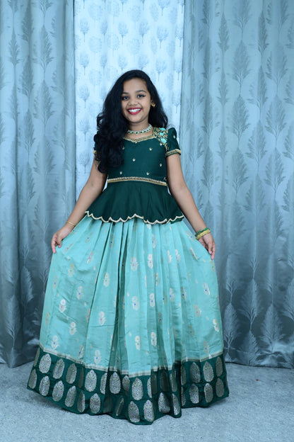 Kids pure Maggam work Lehenga sets