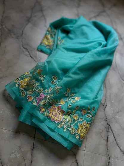Banarasi Kora organza sarees with embroidery work