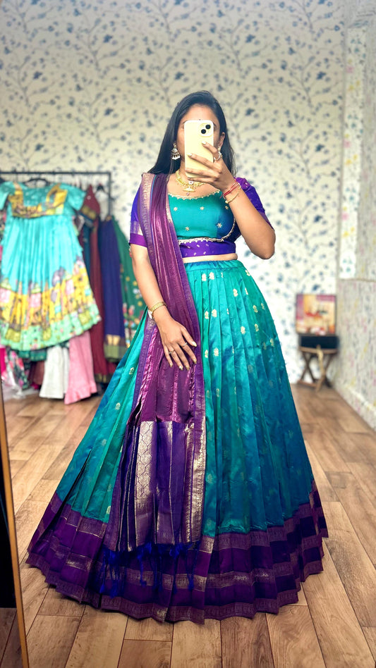 Gadwal Royal Look Maggam Work Insta Top lehenga set