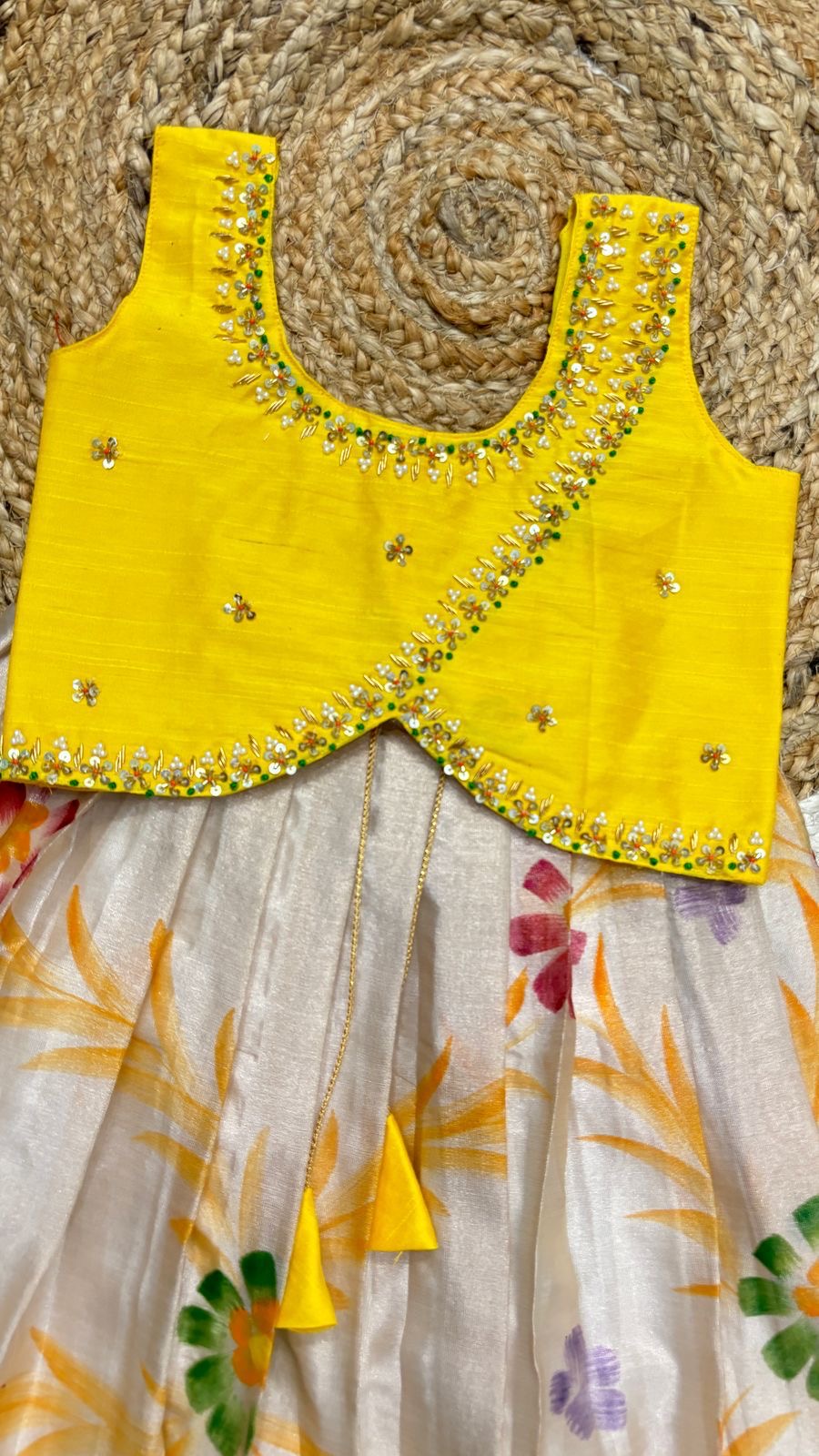 Soft Semi Kanchi maggam Kids Sets