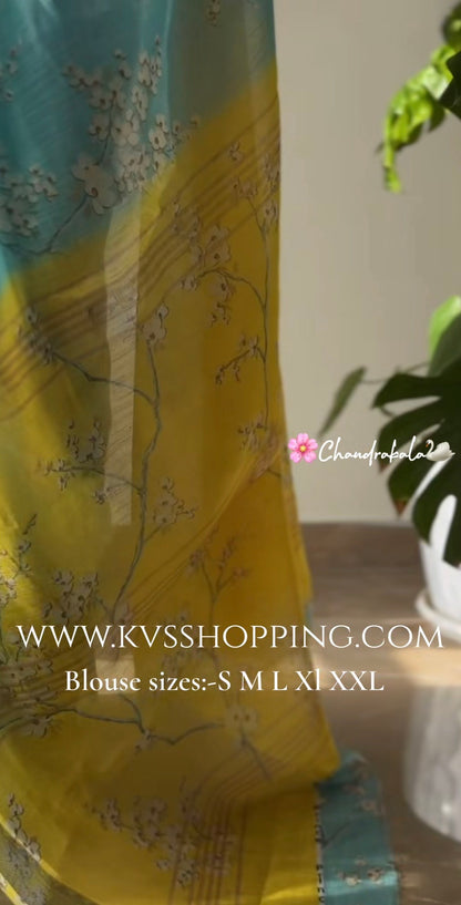 ChandraKala Lenin saree with stitched blouse