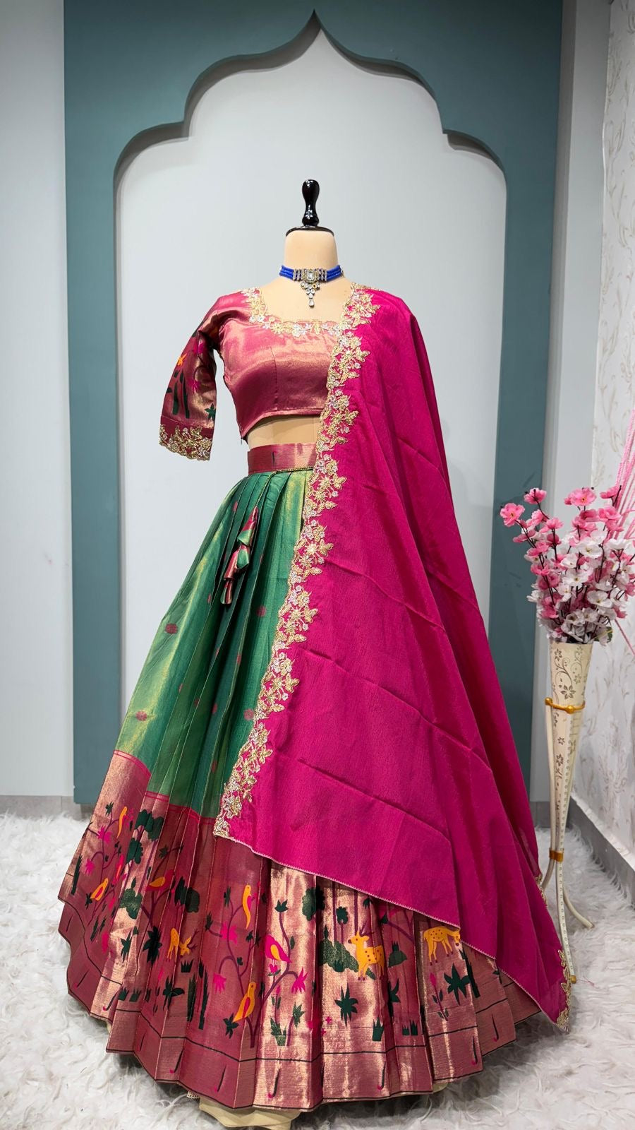 Two tone Paithani lehenga