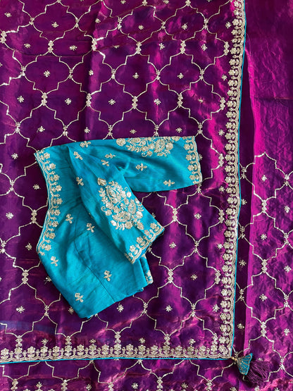 Luxe Pure Space silk Coding saree with stiched blosue