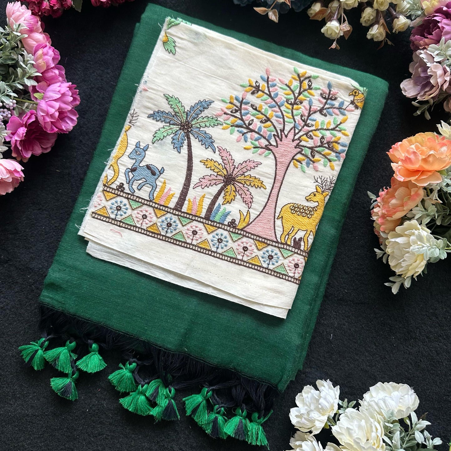 Khadi cotton with embroidery work blouse