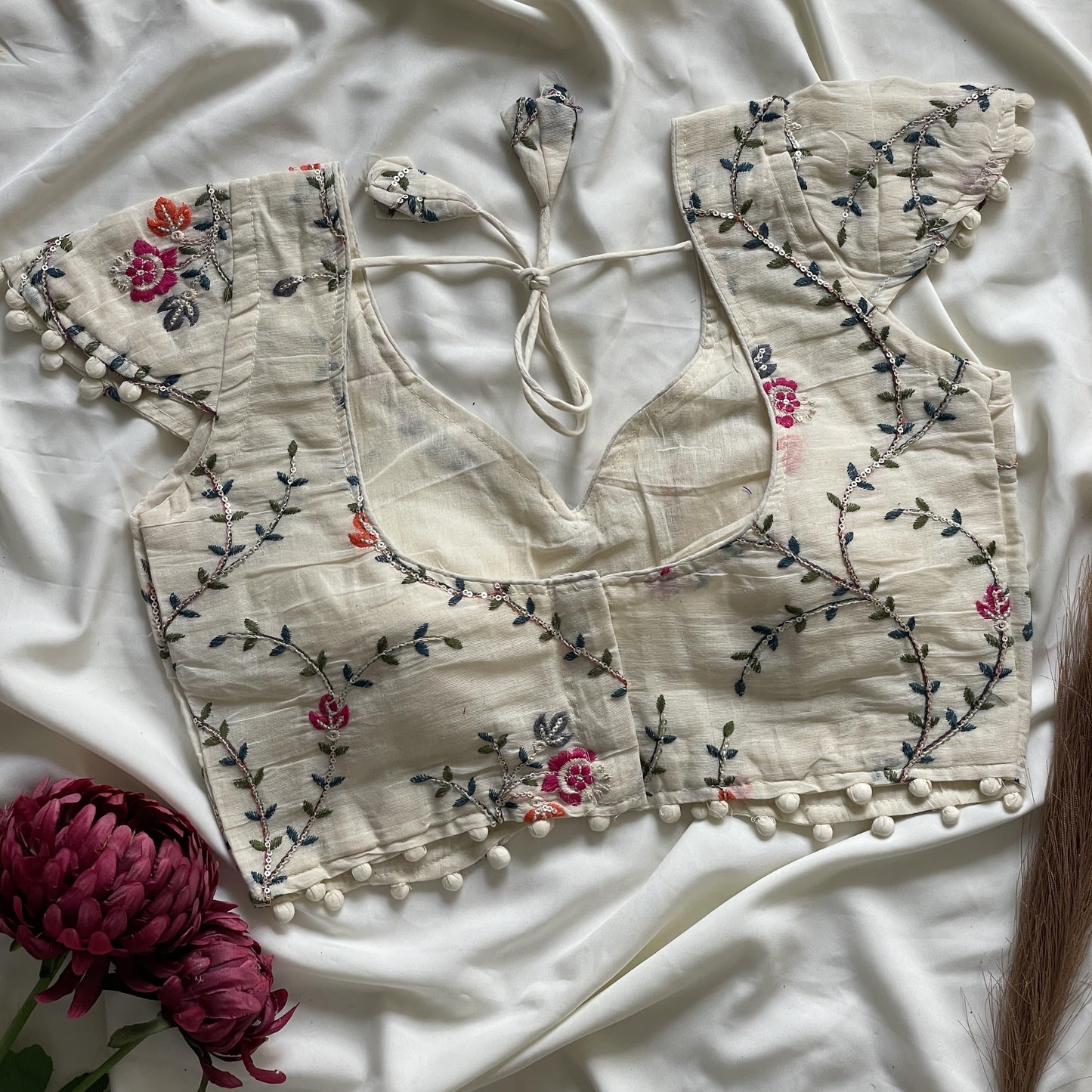Khadi cotton with Heavy Embroidery work blouse