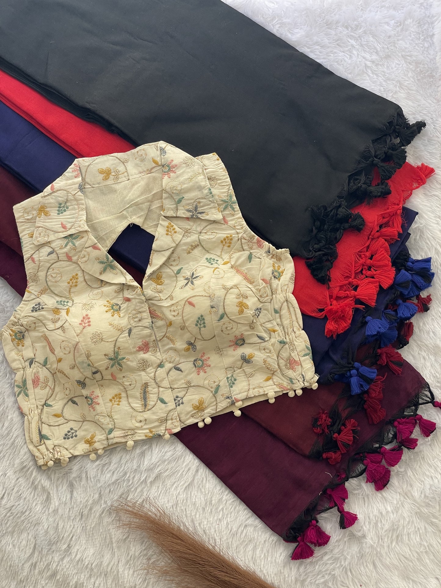 Khadi cotton budget sarees with stretchable stitched blouse