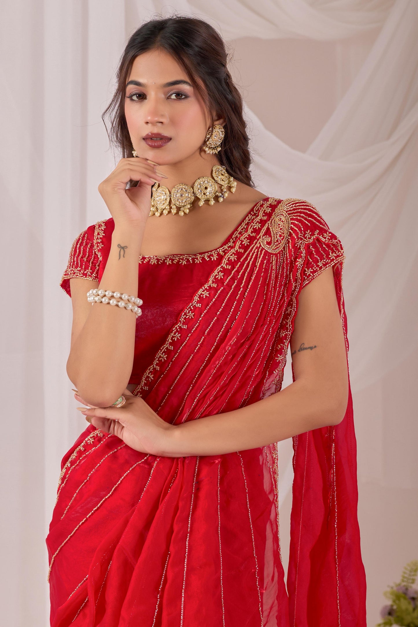 Space silk Luxe Maggam work saree Uniqe sarees