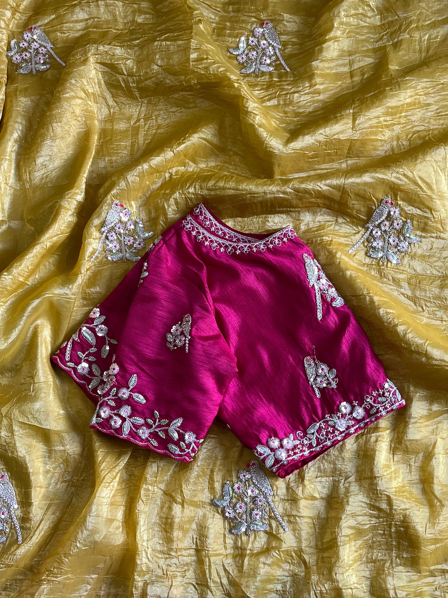 Saree With Stitched Organza Sarees