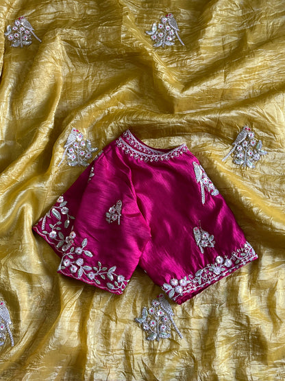 Saree With Stitched Organza Sarees