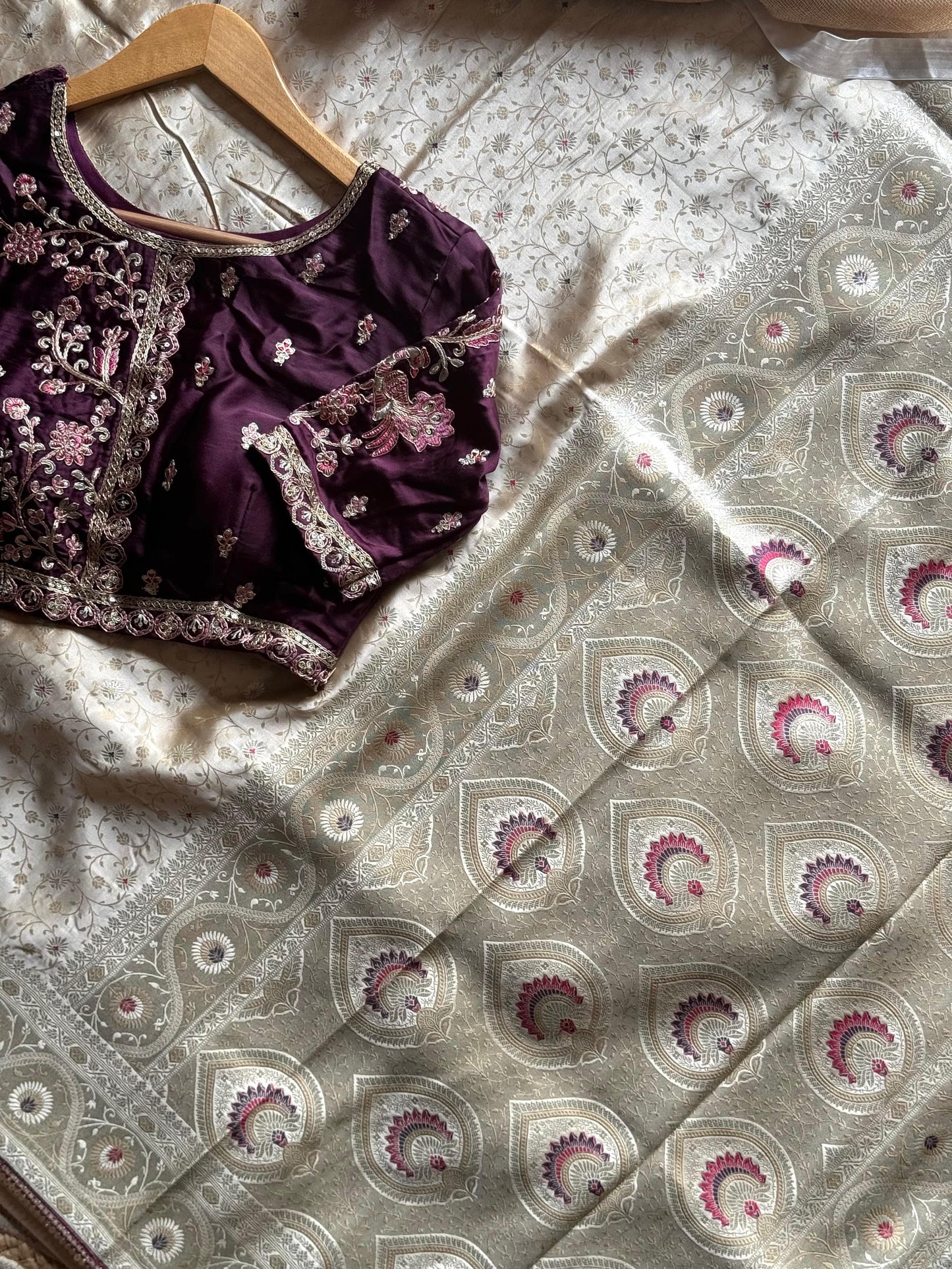 Desginer Luxe Stitched Blouse Saree