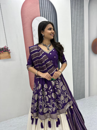 Trending  Concept lehenga with Banarasi saree