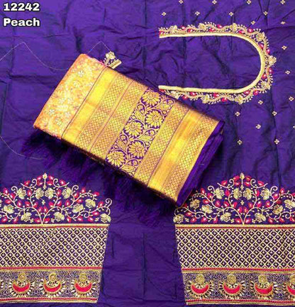 Pure Silk Maggam Saree With Two Blouses