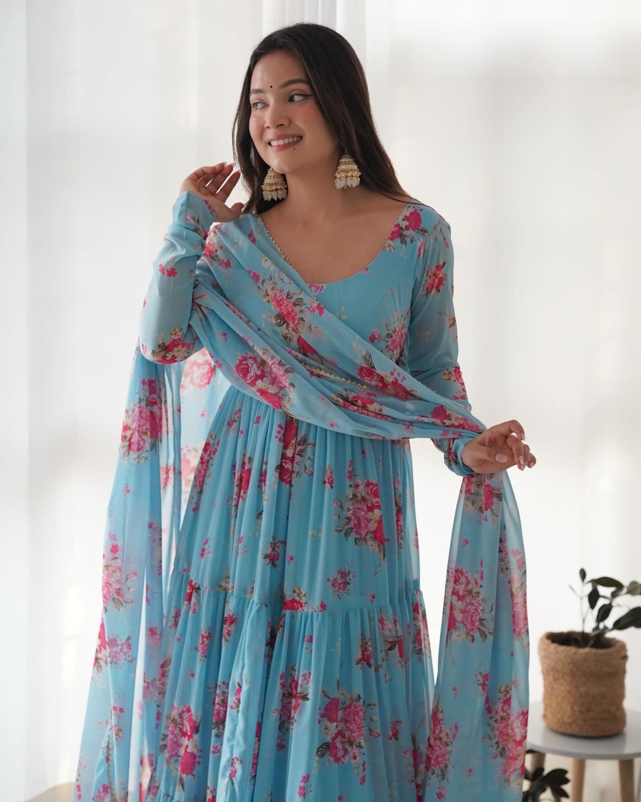 Georgette long Anarkali set /Kurta