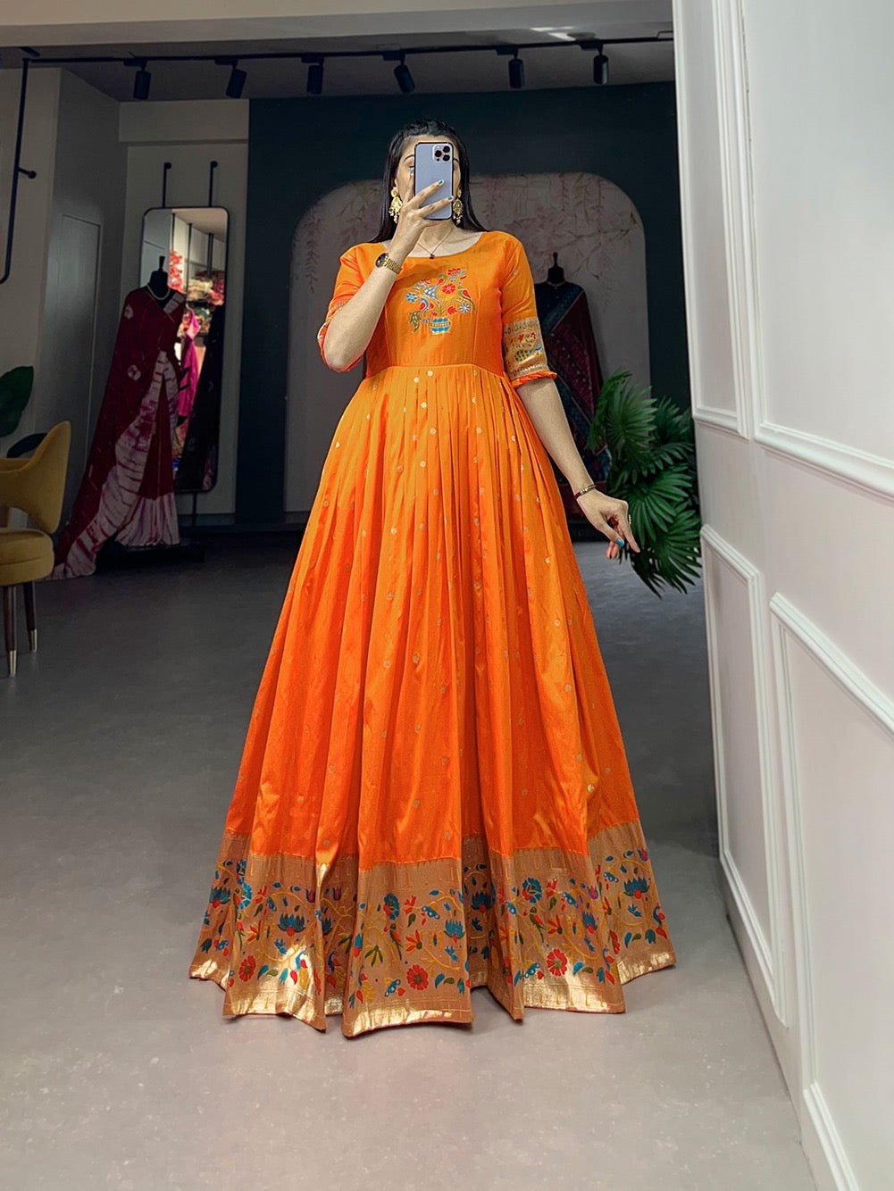 Paithani Gown for Ugadi