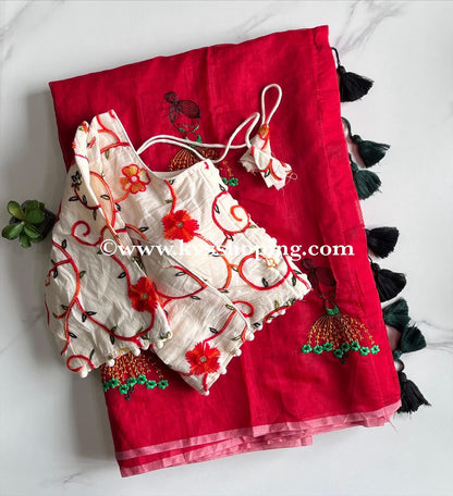 Premium Chanderi Saree with stitched Blouse (Celebrate inspired)