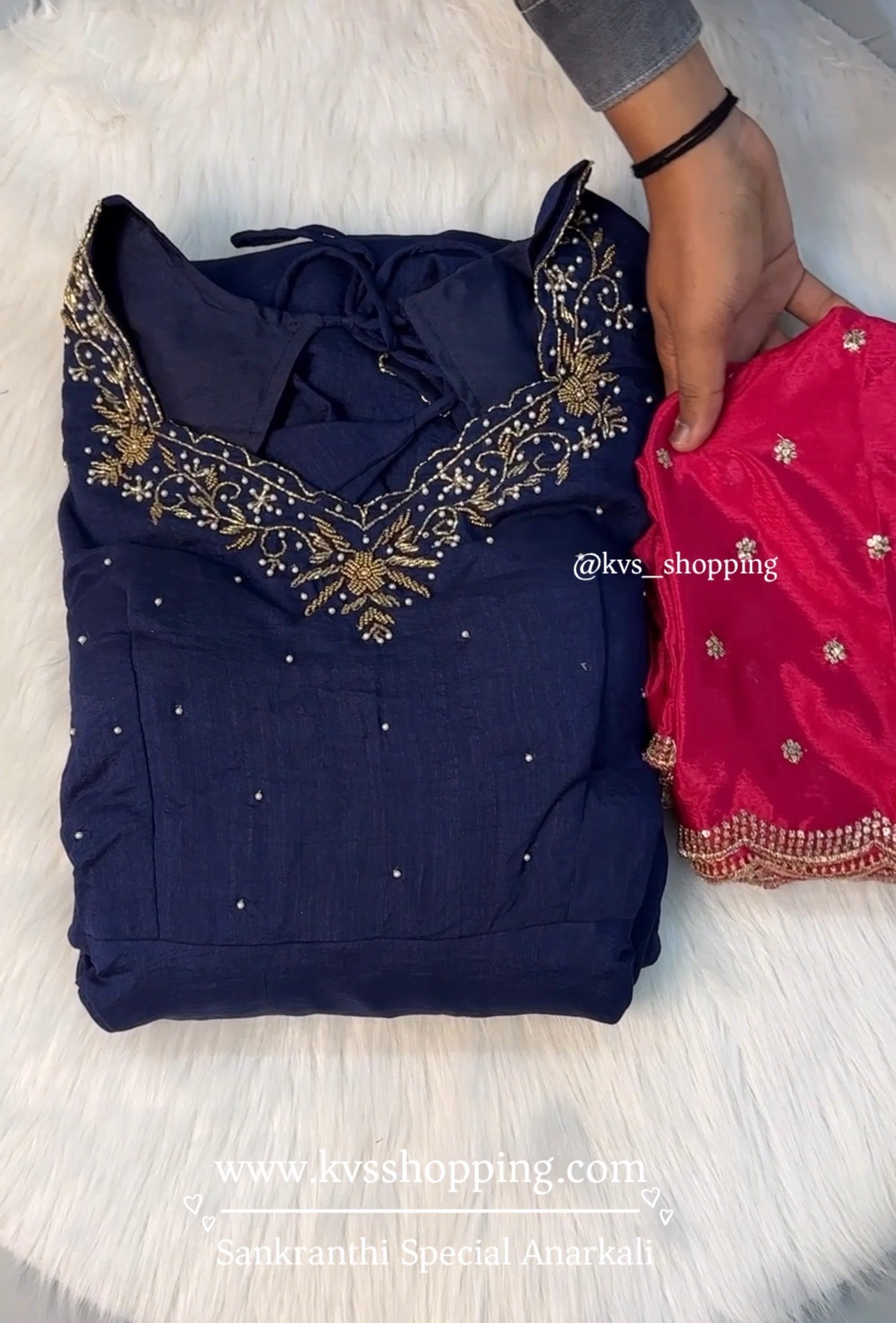 Maggam Anarkali gown with dupatta set