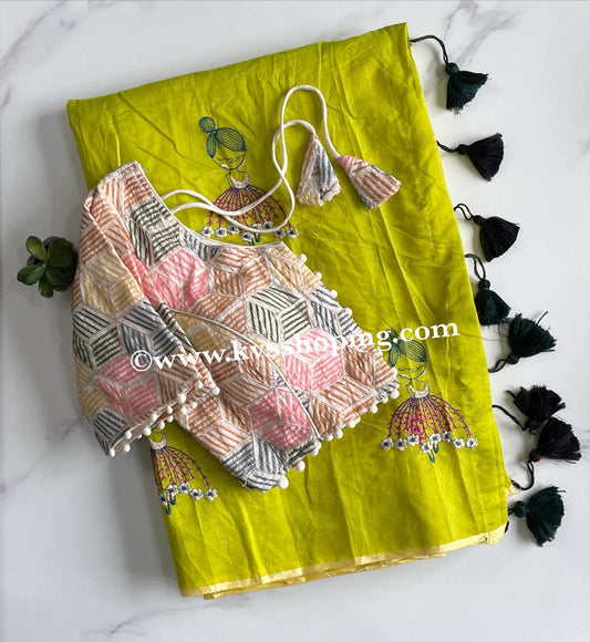 Premium Chanderi Saree with stitched Blouse (Celebrate inspired)
