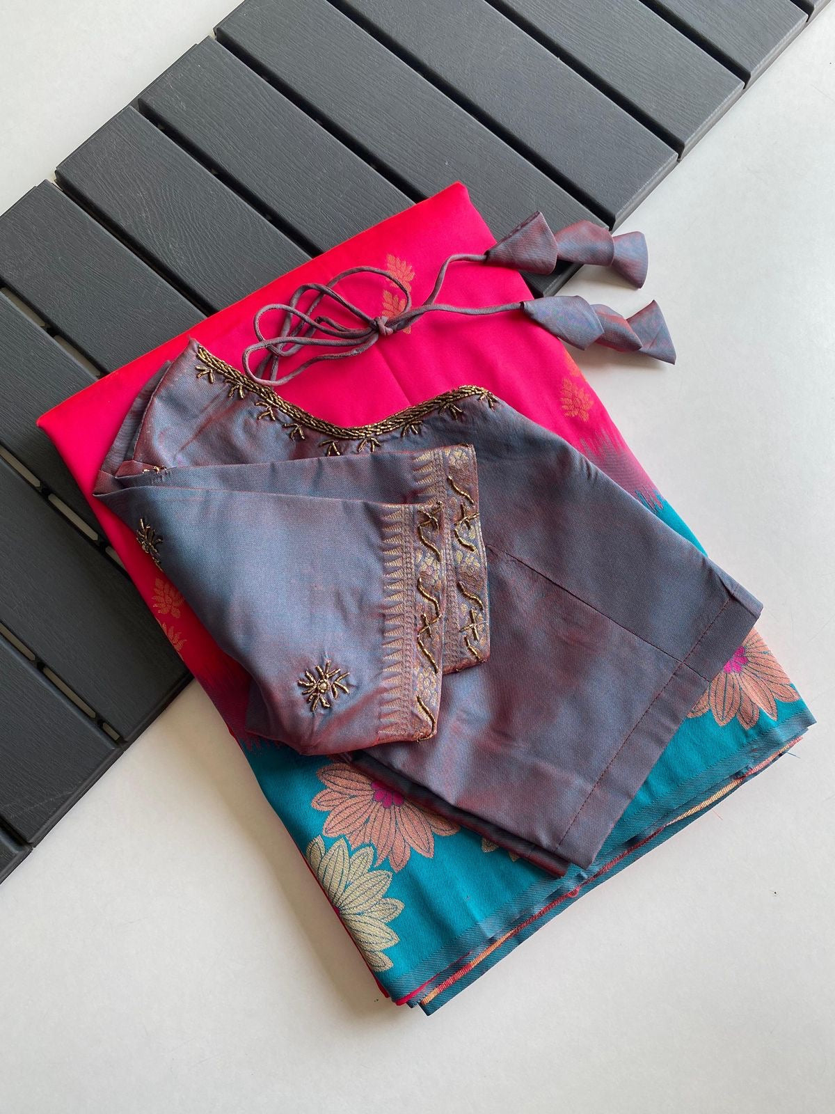 Soft silk luxe saree with stitched Blouses