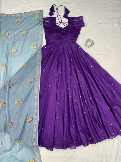 2 In One Long Frock With Dupatta