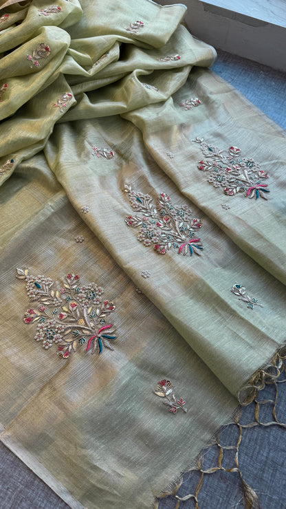 Tissue linen luxe classy saree