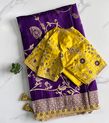 Banarasi Pattu saree with stitched Blouses
