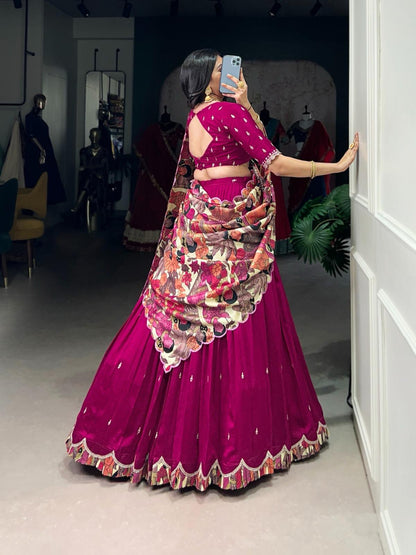 Kalamkari new vichitra  silk  Lehnags’s