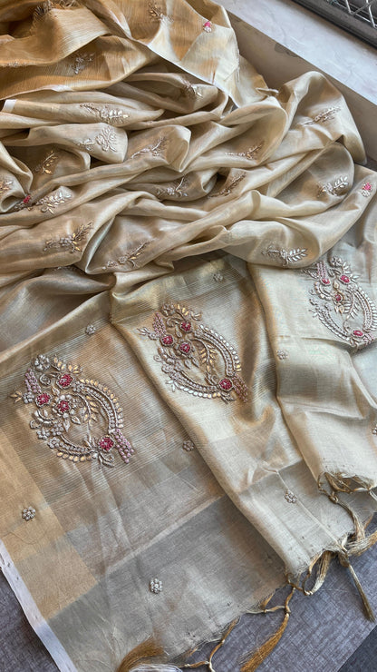 Tissue linen luxe classy saree