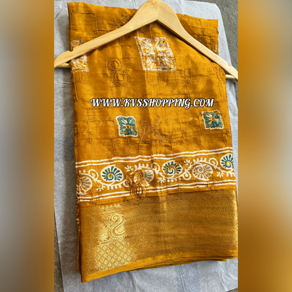 Shiobari With Bandhini soft Muslin Silk Budget saree (celebrate inspired)