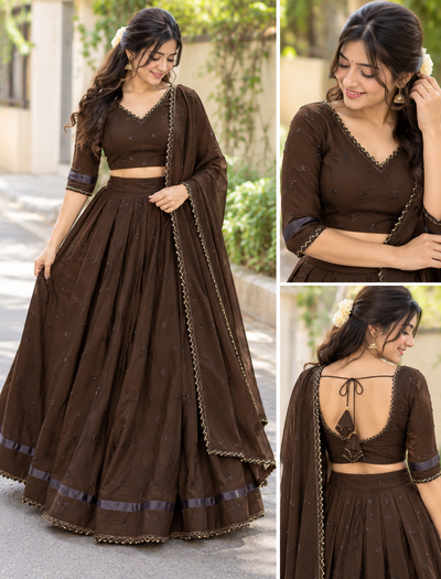 Trending Designer rangoli crush fabric with beads worked ready to wear lehenga