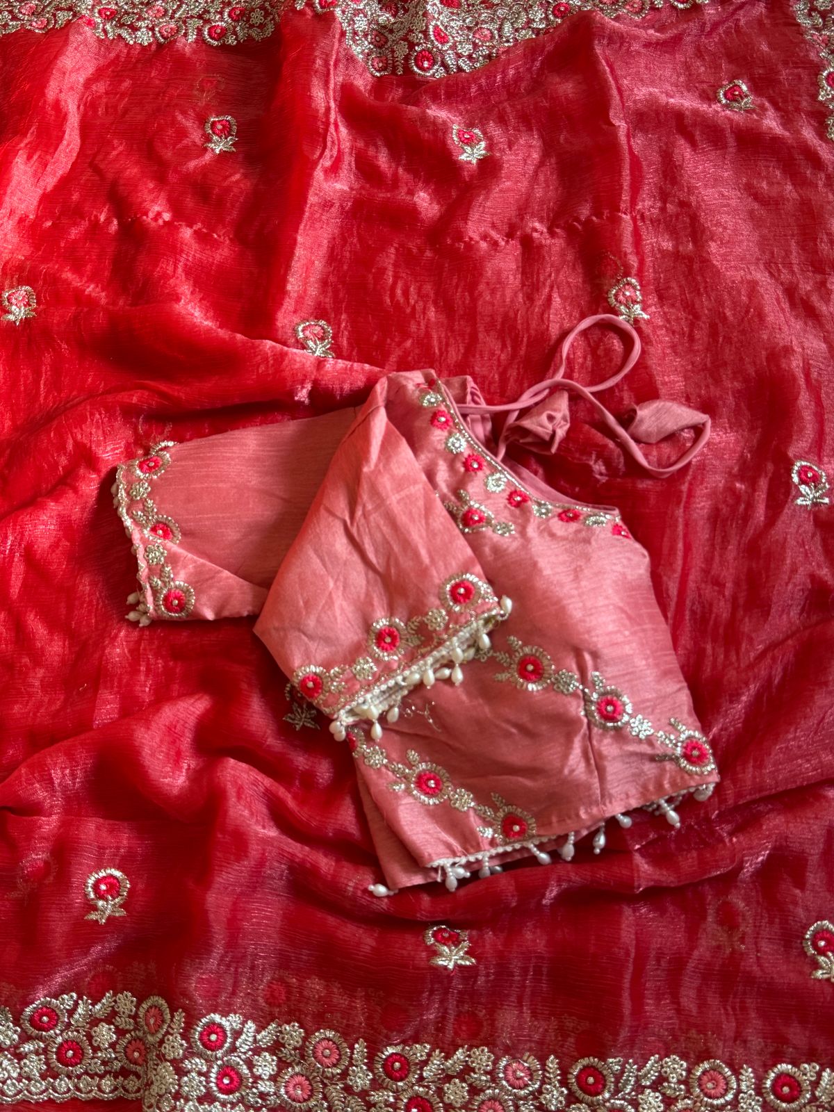Desginer saree with stitched blosue