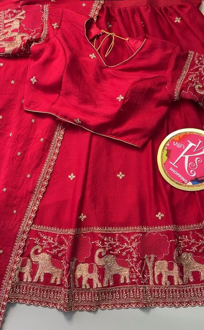 Elephant handwork cutwork Lehenga