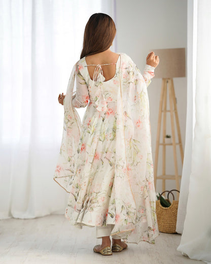 Beautiful Anarkali floral gown for weeding vibes