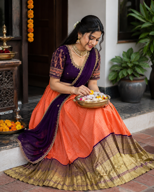Kanchipuram Checks Designer lehenga set
