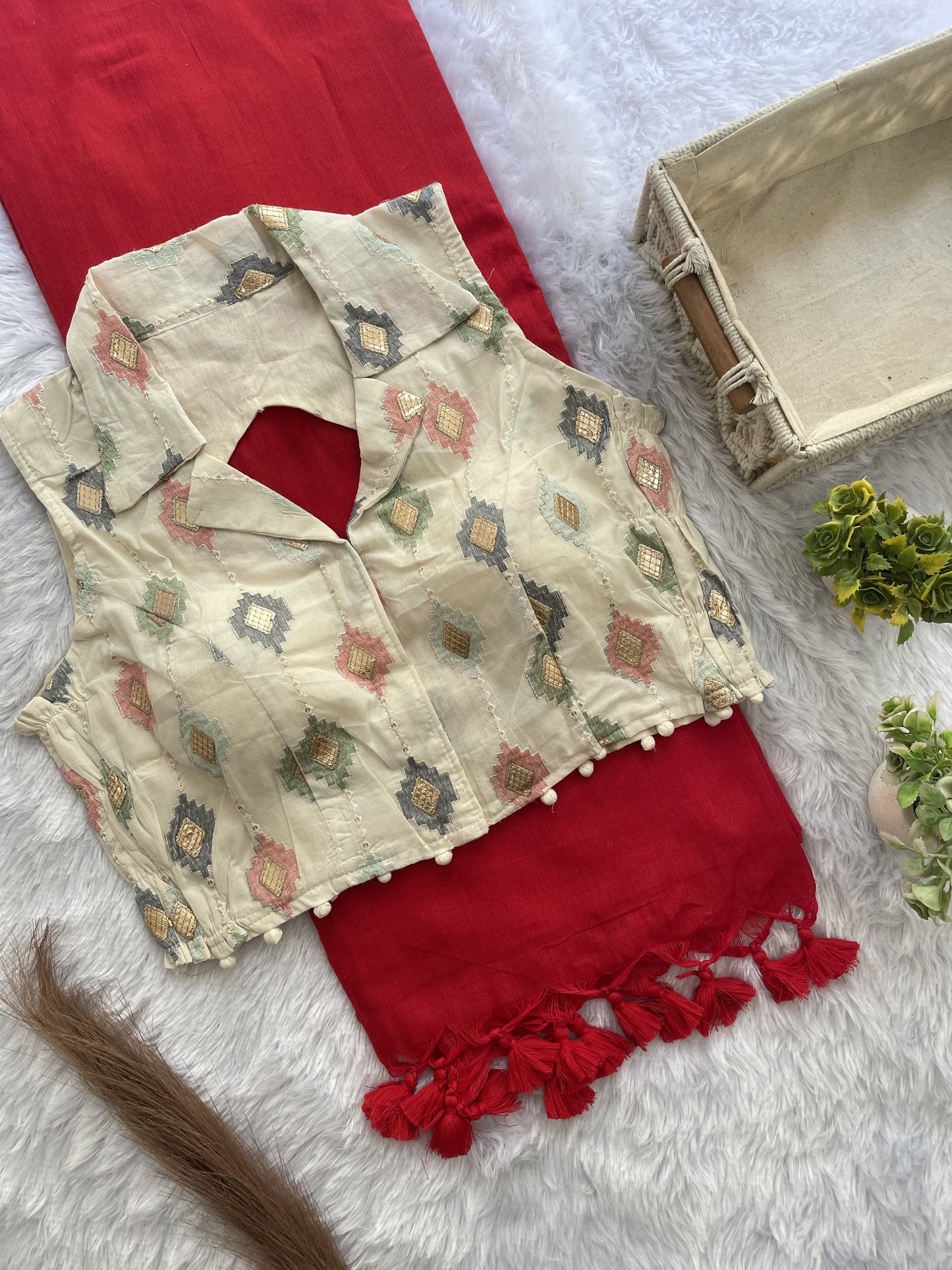 Khadi cotton budget sarees with stretchable stitched blouse