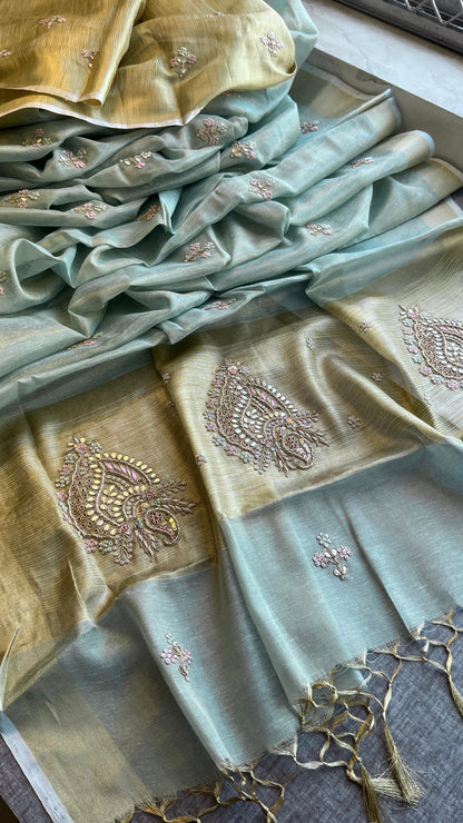 Tissue linen luxe classy saree