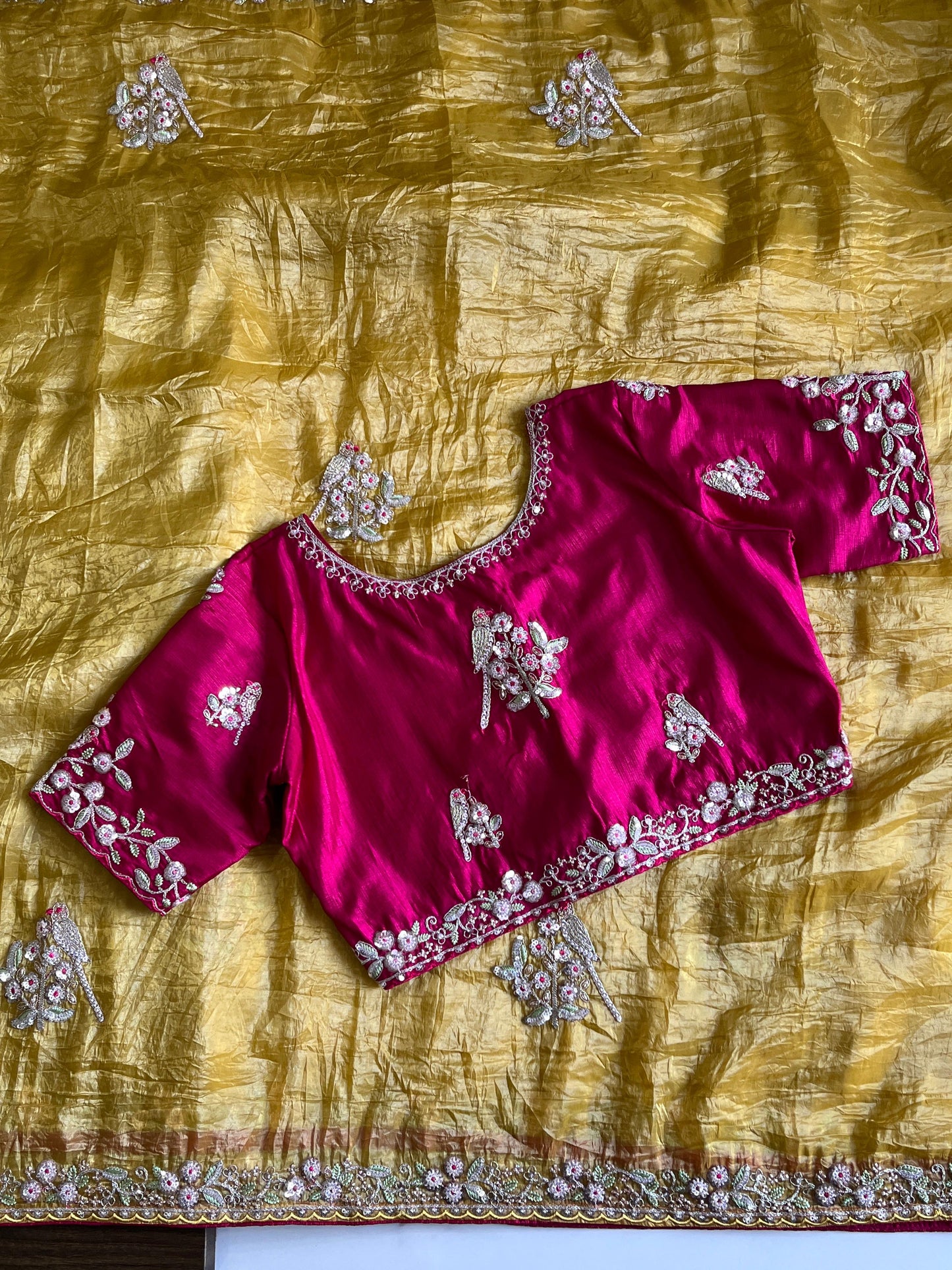 Saree With Stitched Organza Sarees