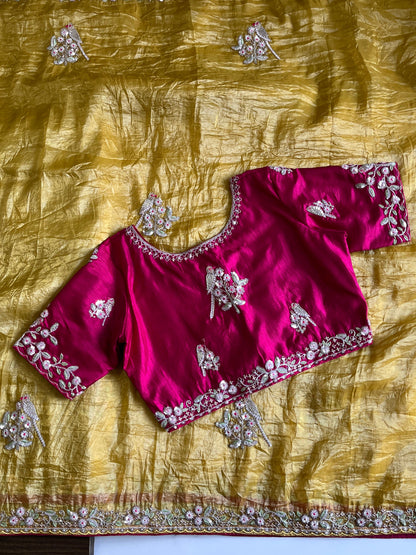 Saree With Stitched Organza Sarees