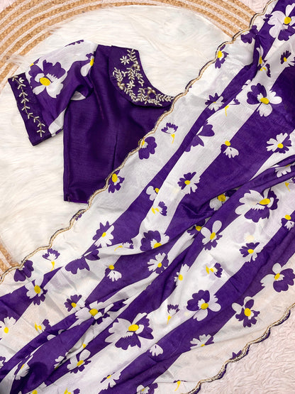 Saree With Stitched Blouse budget wear 🌟