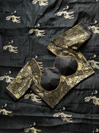 Chanderi Thread zari with desginer stitched blouse